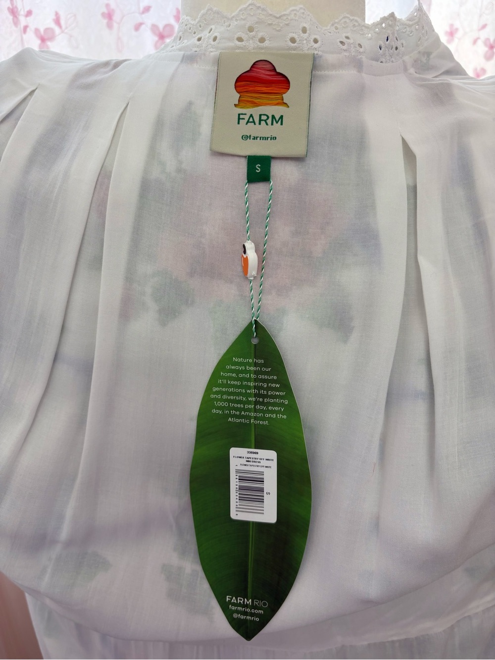 Farm Rio Oft-White Flower Tapestry Mini Dress - Picture 4 of 5